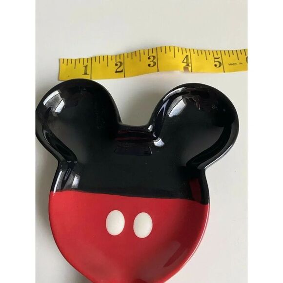 Disney Kitchen Mickey Mouse Figure Spoon Rest  Ceramic Red Black Pants New - Picture 5 of 6